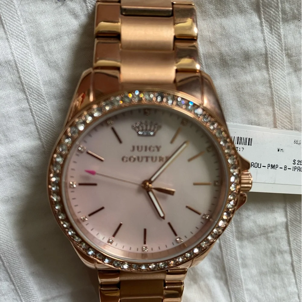 JUICY COUTURE TIMEPIECES LARGE GOLD WATCH WITH JEWELS MSRP $265.00 NWT